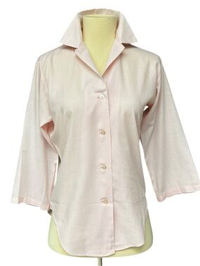 Vintage Lady Manhattan Light Pink Button Front Blouse, fits a Small, 70s Collar